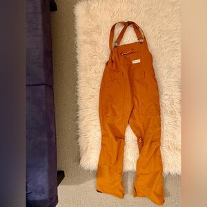 Burton Avalon Bib Burnt Orange Snowboarding Pants Size Large Womens